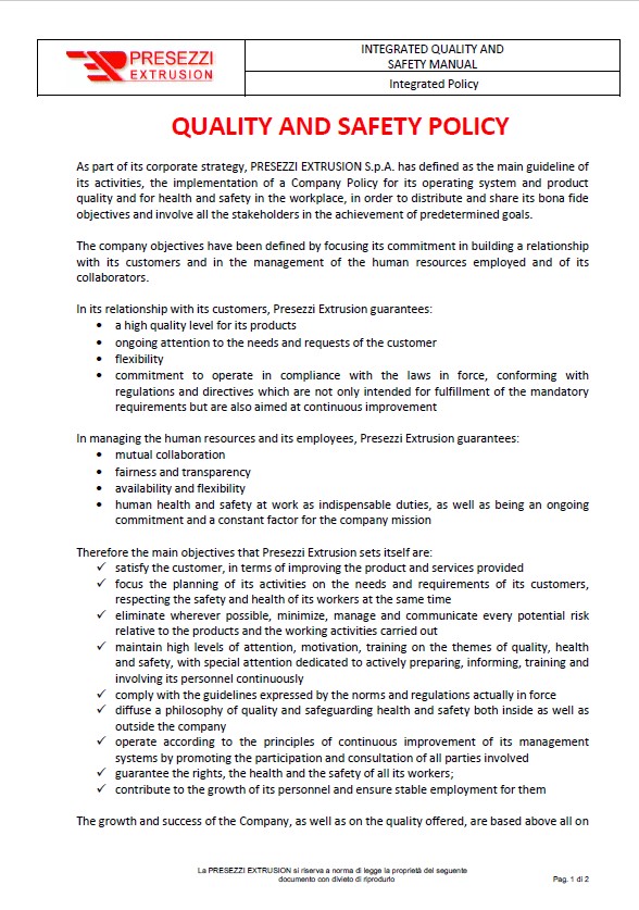 Quality and Safety Policy 2019